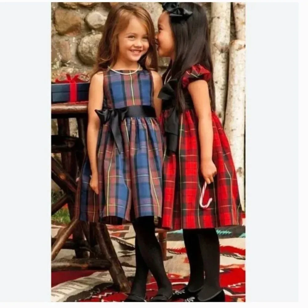 Ralph Lauren Dress Plaid Belted Ribbon Pockets 10
